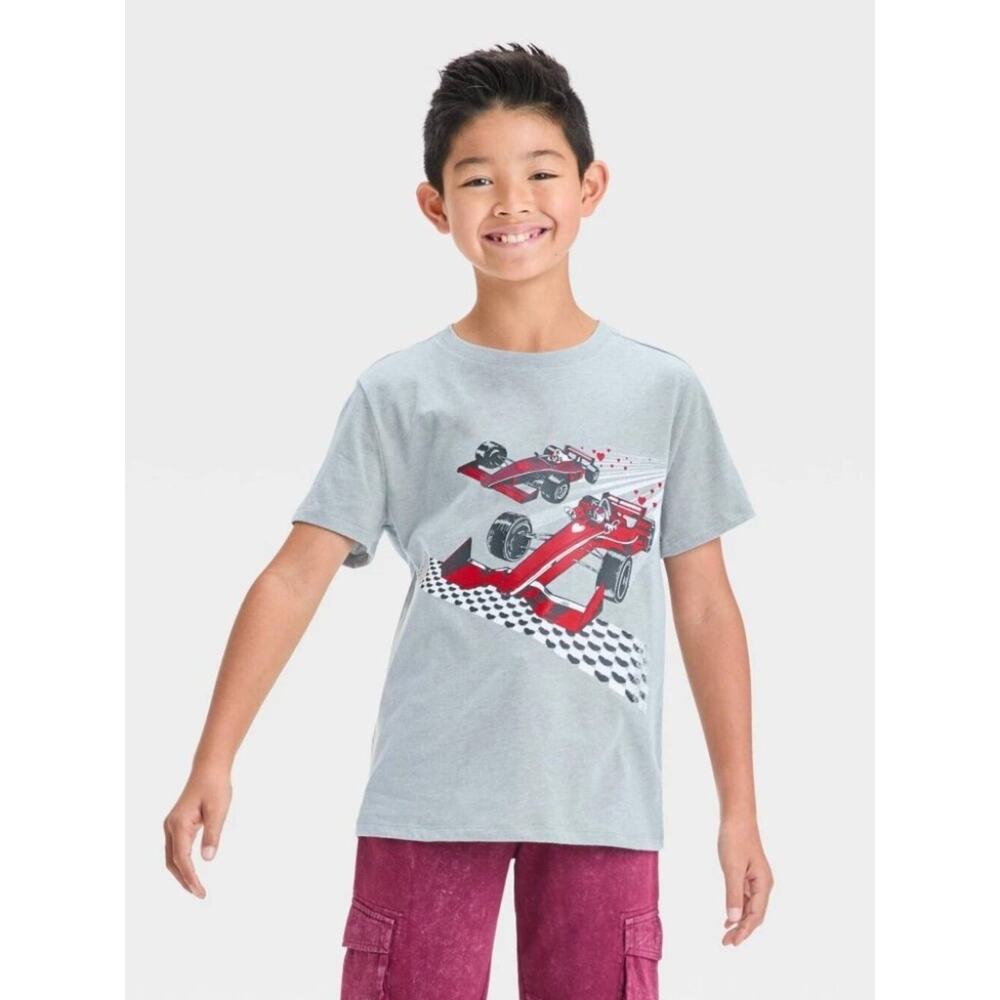 Boys' Short Sleeve Graphic T-Shirt - Cat & Jack Charcoal Gray XL Husky
